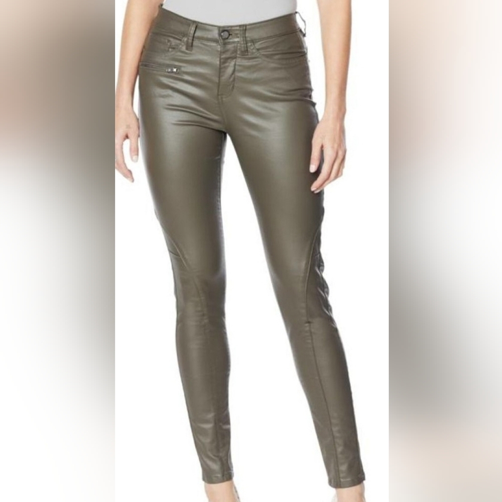 G Giuliana Coated Skinny Moto Jean Dark Olive 4 New Bikercore Gorpcore